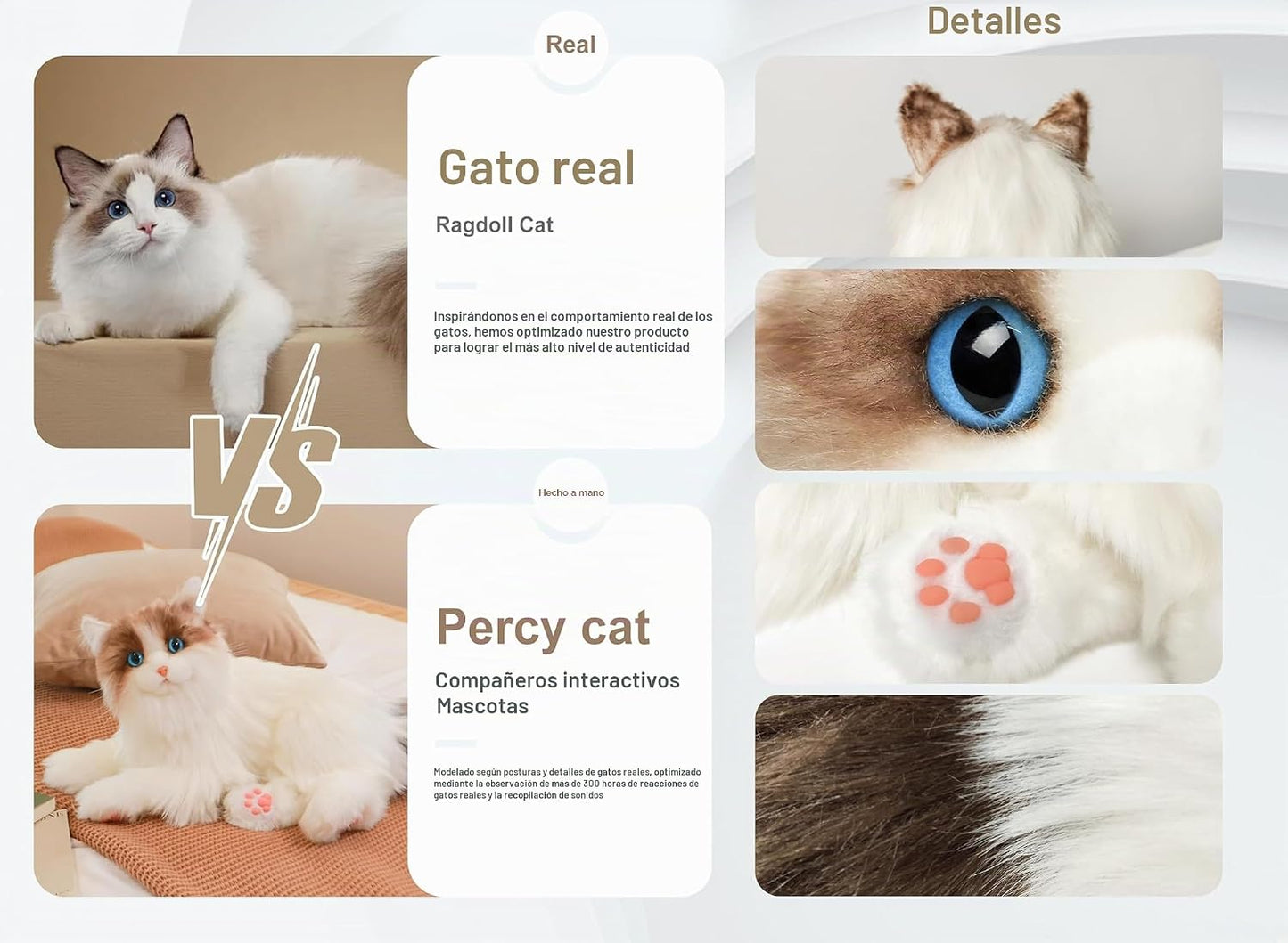 Chongker Compañero interactivo robot gato mascotas, animales de pel...