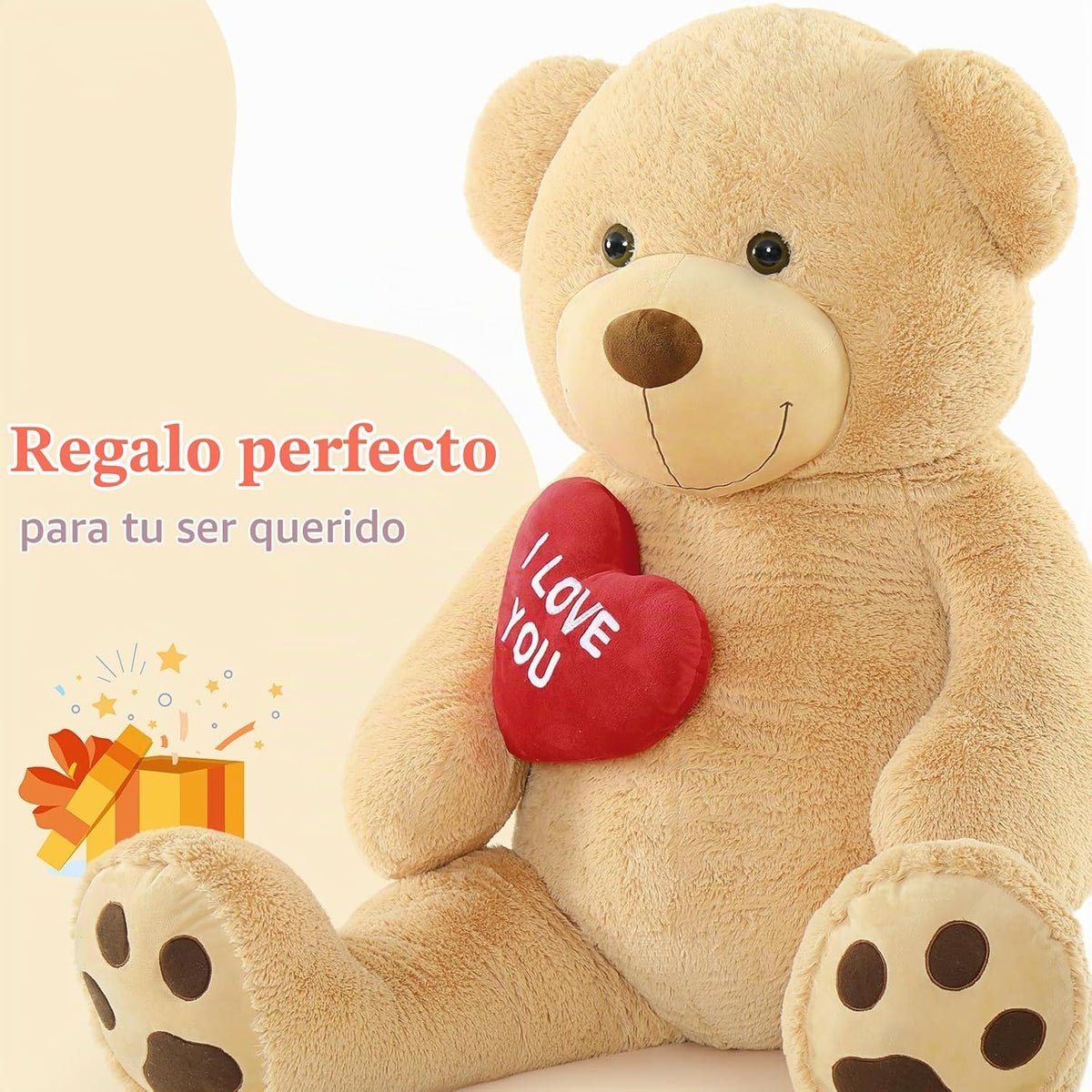 BENINY Oso de Peluche Teddy Gigante Jumbo de Corazón Rojo de 10 pie...