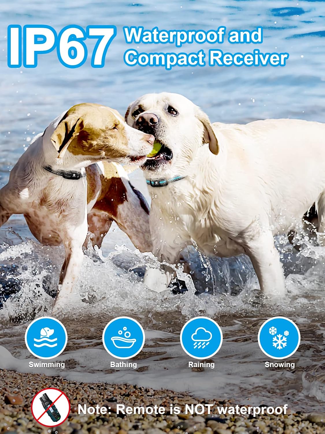 Bousnic Collar de entrenamiento con choque para perros, para 2 perr...