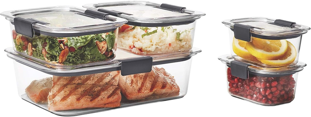Rubbermaid Brilliance - Juego de 5 contenedores de almacenamiento d...