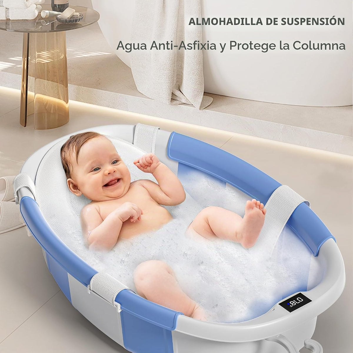Bañera plegable para recién nacidos a niños pequeños de 0 a 36 mese...