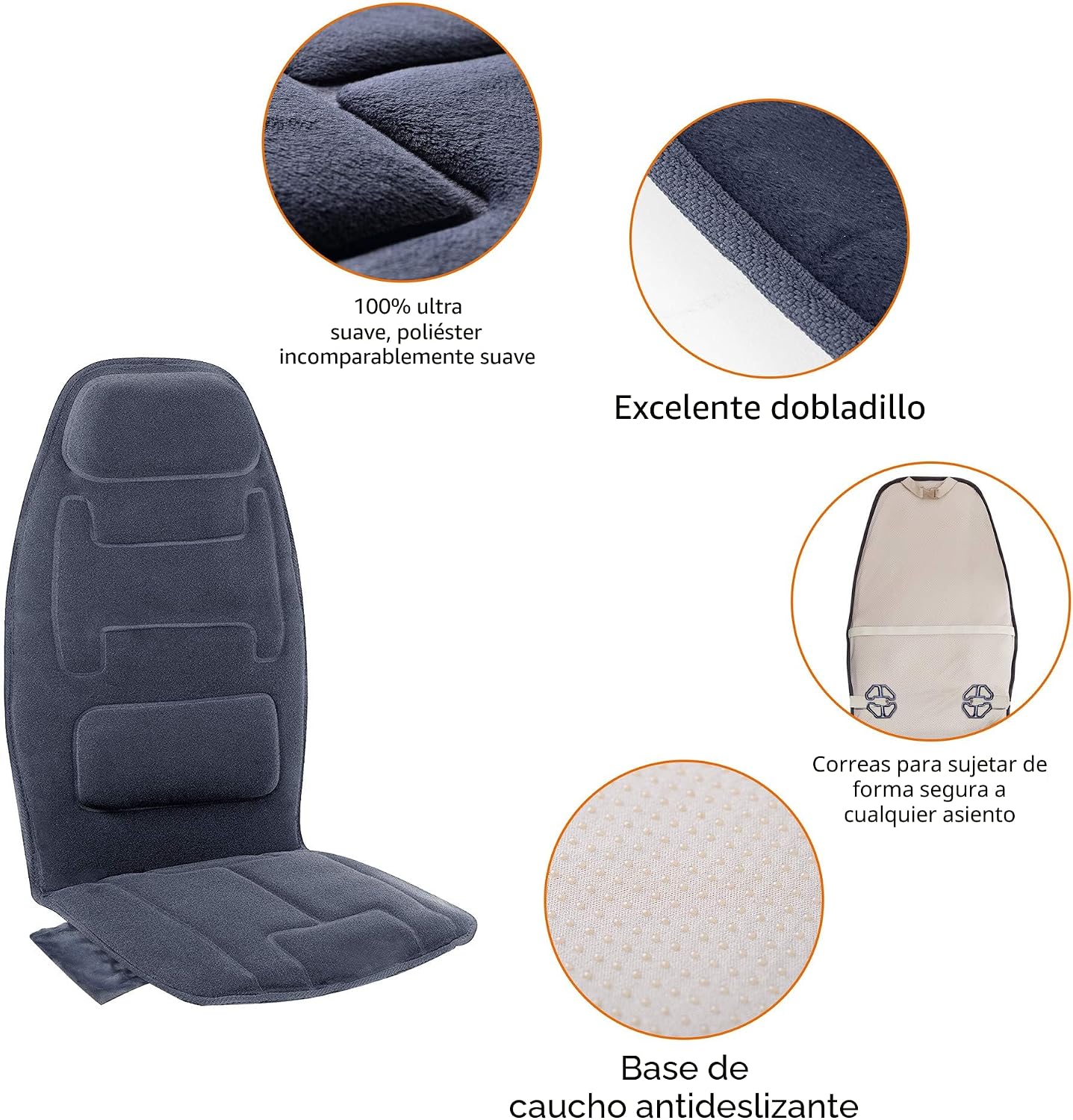 Snailax Cojín de Masaje para Asiento con Calor - Almohadilla de Sop...
