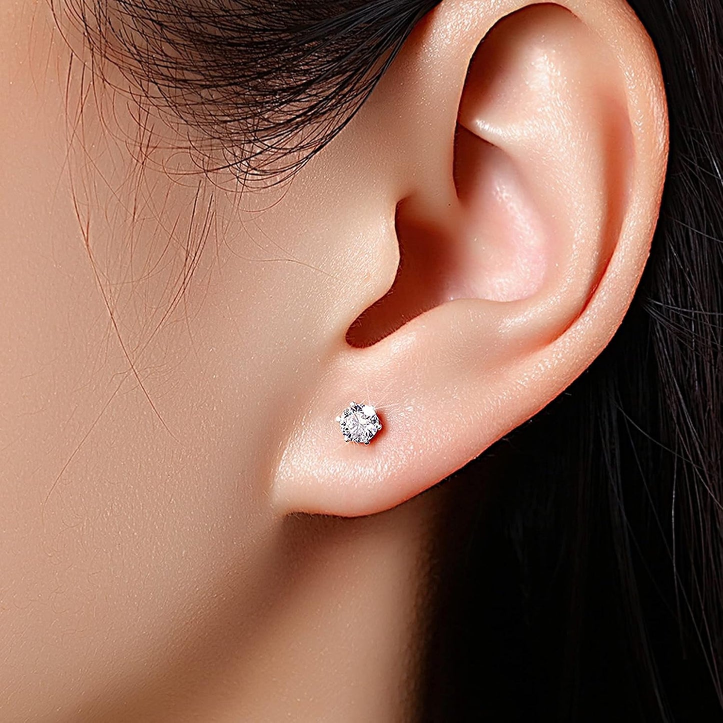 ALEXCRAFT Aretes de tuerca de plata de ley para mujeres y niñas, ci...