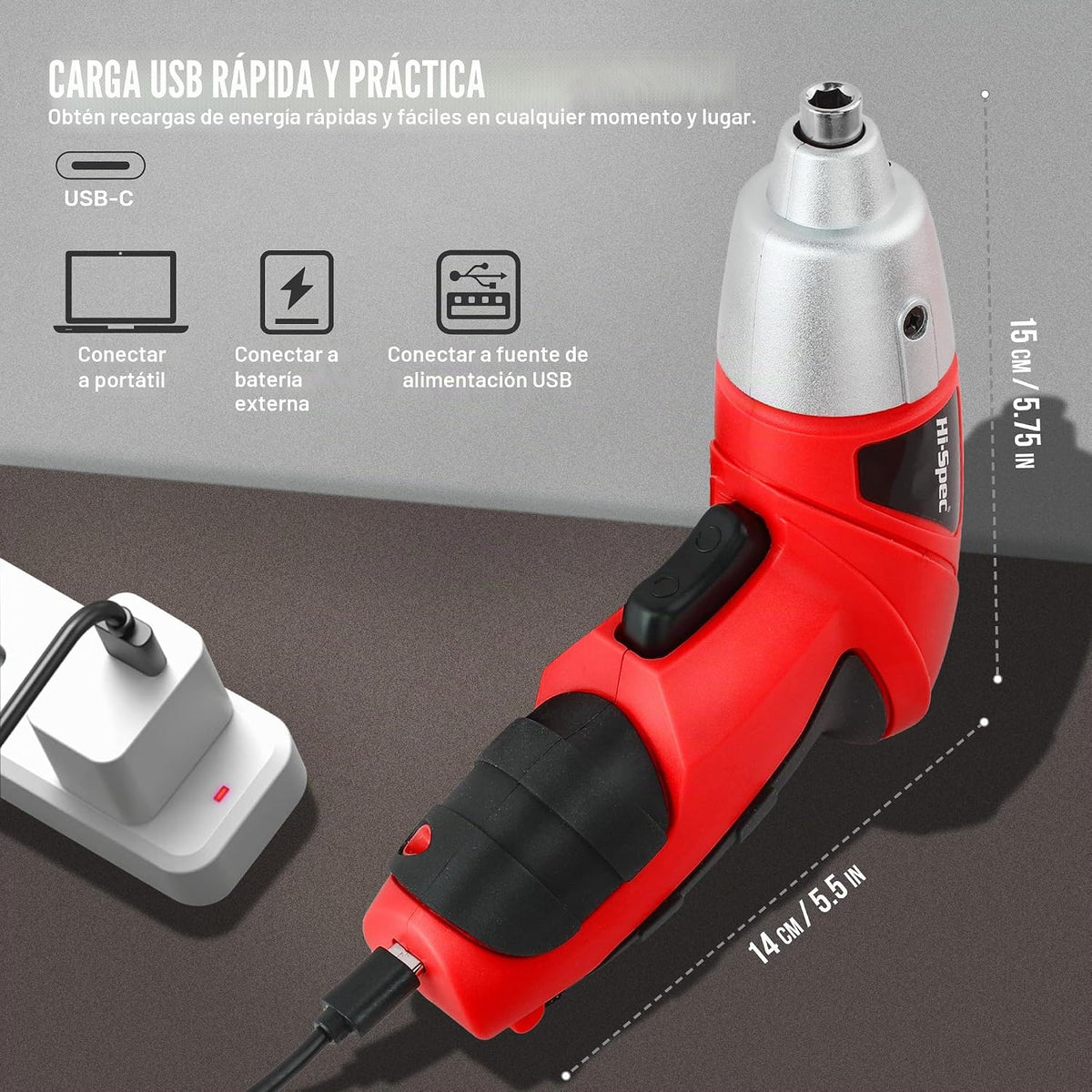 Hi-Spec Destornillador eléctrico pequeño USB de 3.6V y kit de herra...