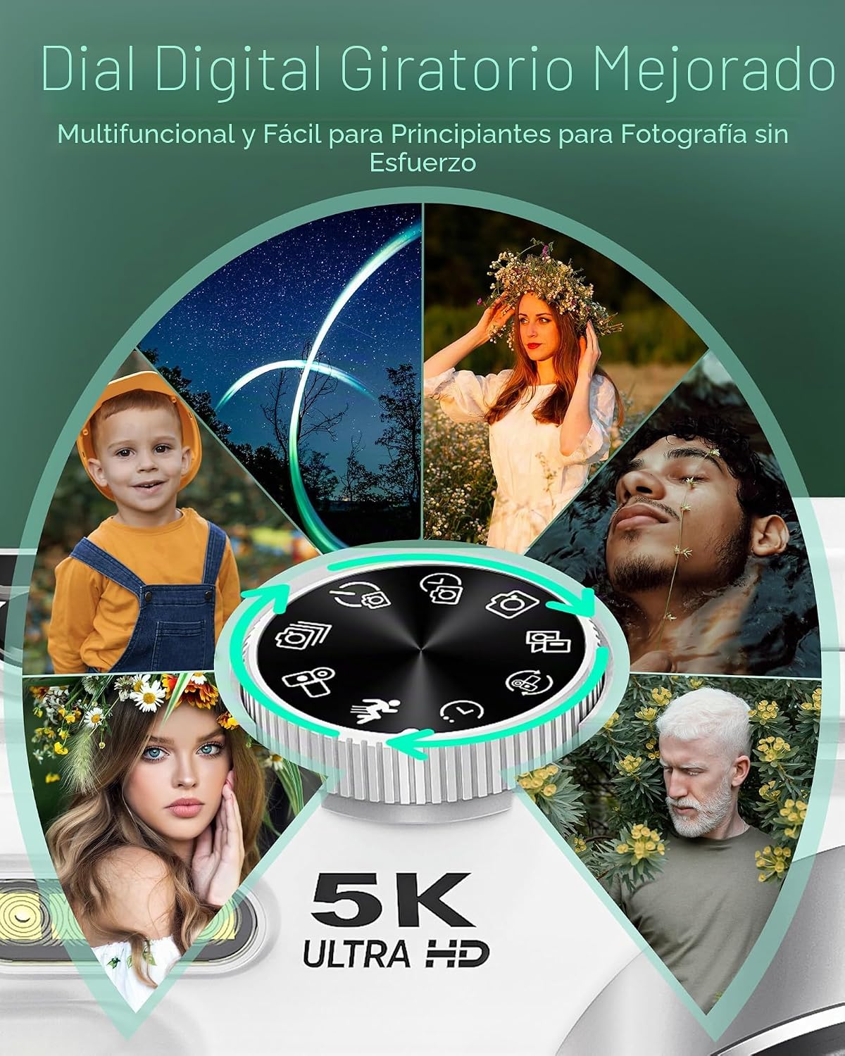Cámara digital 5K Cámaras WiFi para fotografía 75MP UHD Autofocus V...