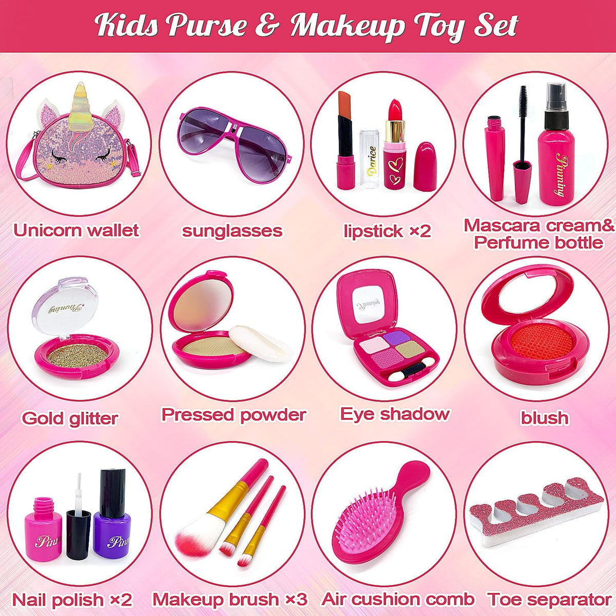Kit de maquillaje de unicornio para niñas pequeñas, juego de maquil...