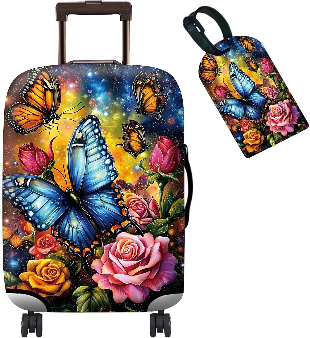 BWEGRHE Funda para equipaje + etiqueta, funda para maleta de viaje...