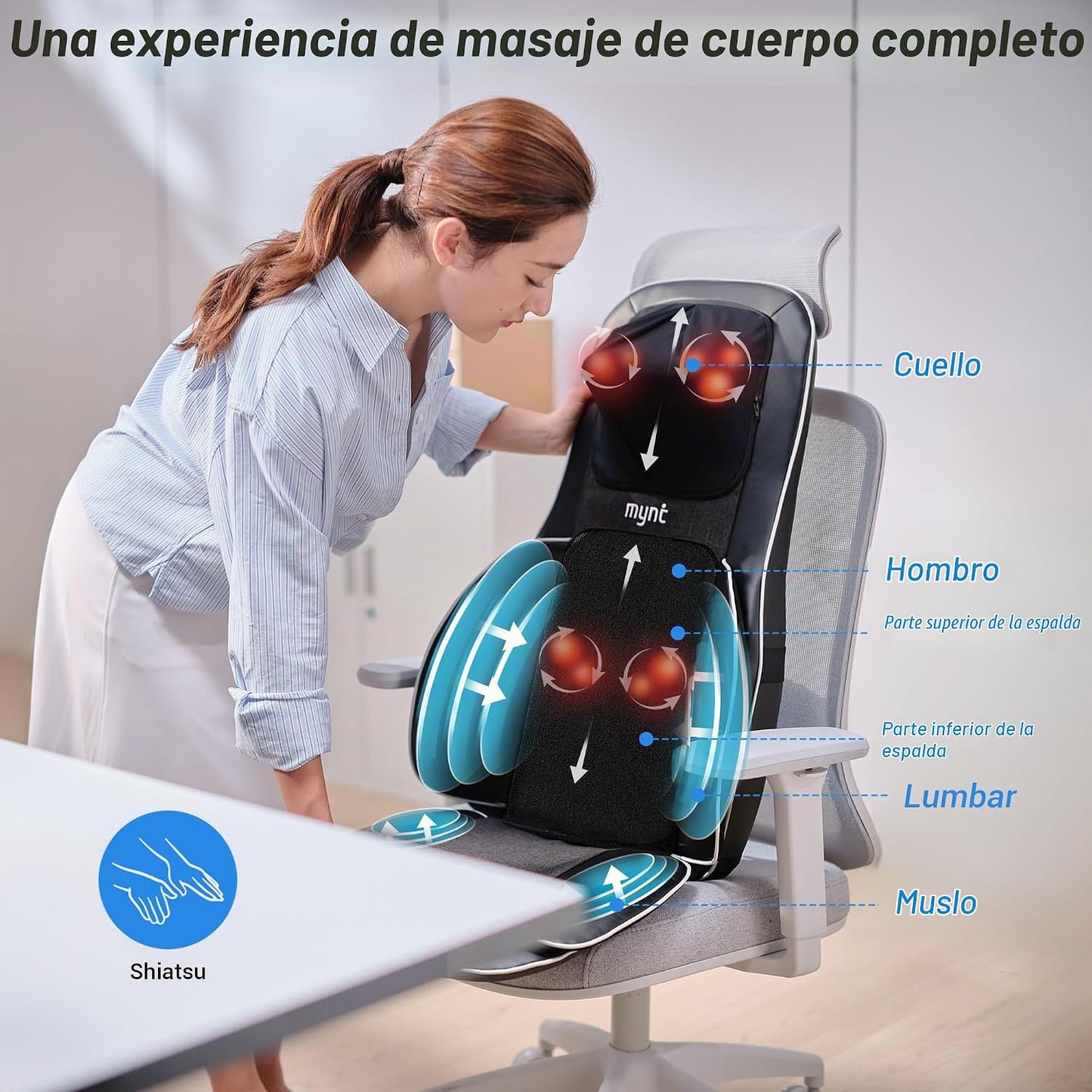 Mynt Masajeador de espalda y cuello para aliviar el dolor de tejido...
