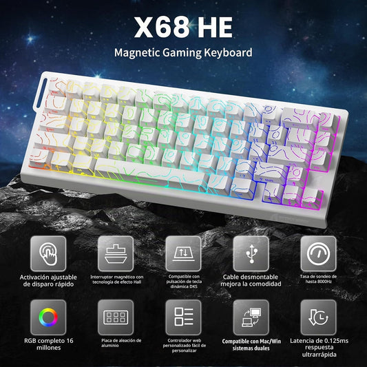 Teclado de Juego ATTACK SHARK X68 HE con Frecuencia de Muestreo de...