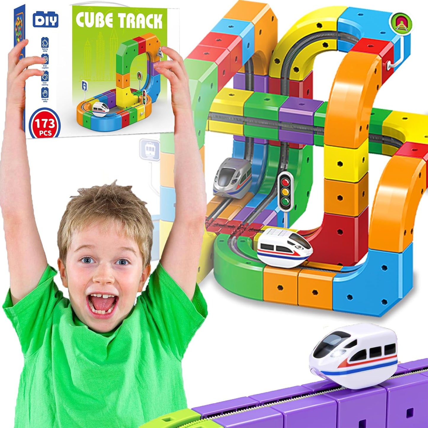 Juego de pistas de tren magnéticas, pistas 3D eléctricas que desafí...