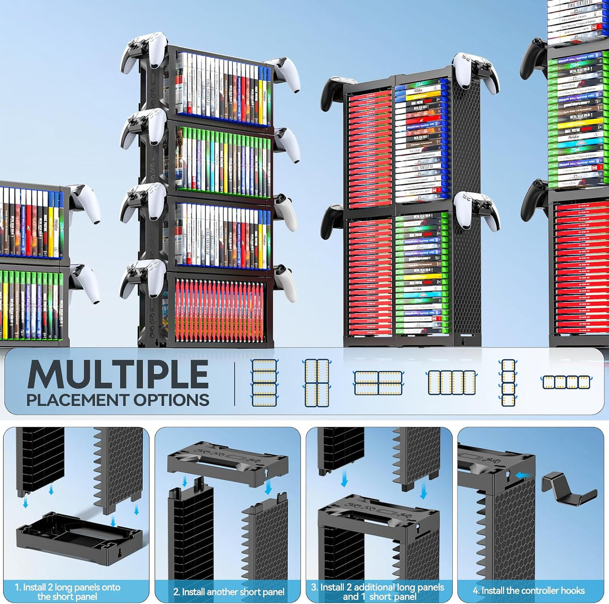 Kytok Estante de disco para videojuegos, torre de almacenamiento de...