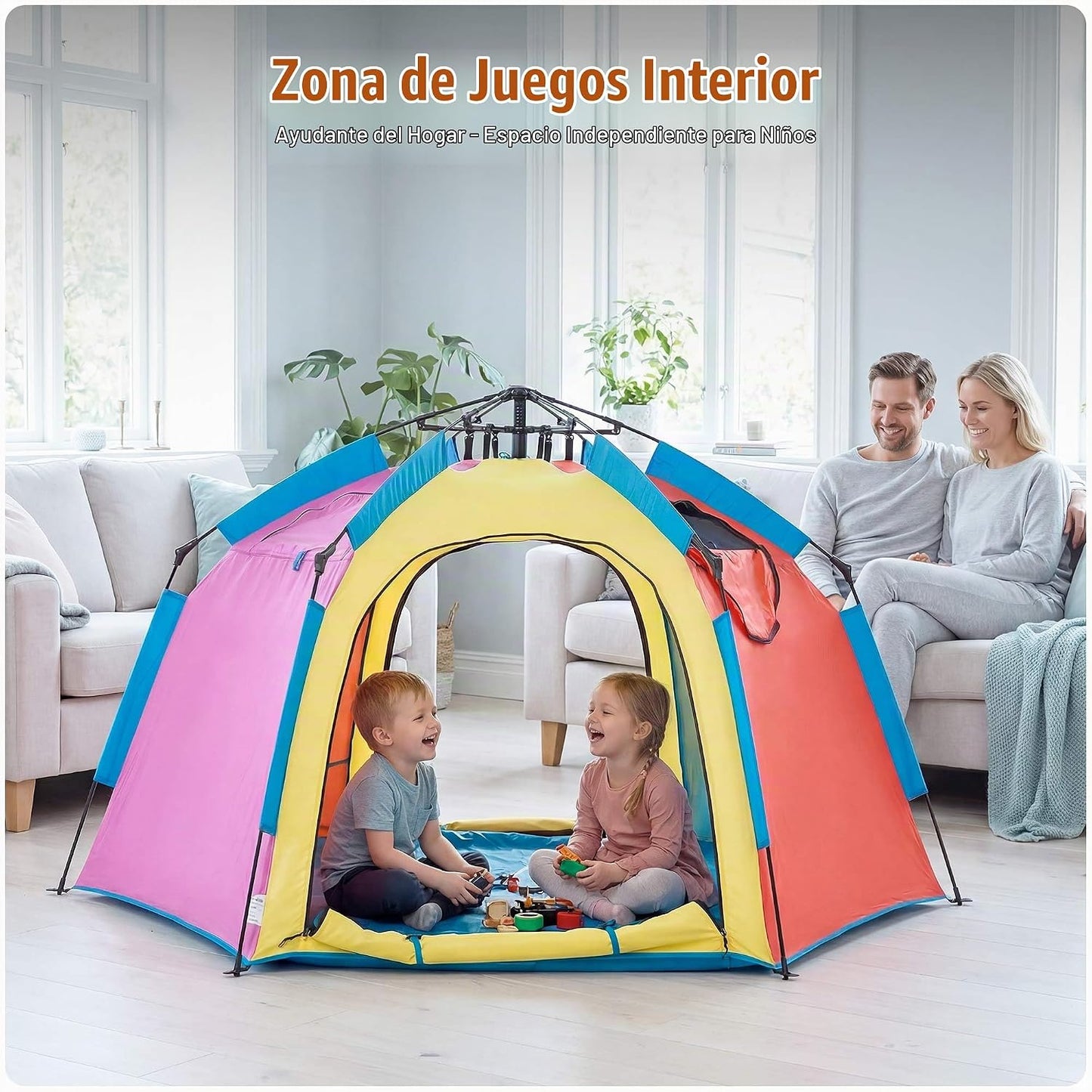 Tienda de campaña hexagonal portátil para niños con tira de luces L...