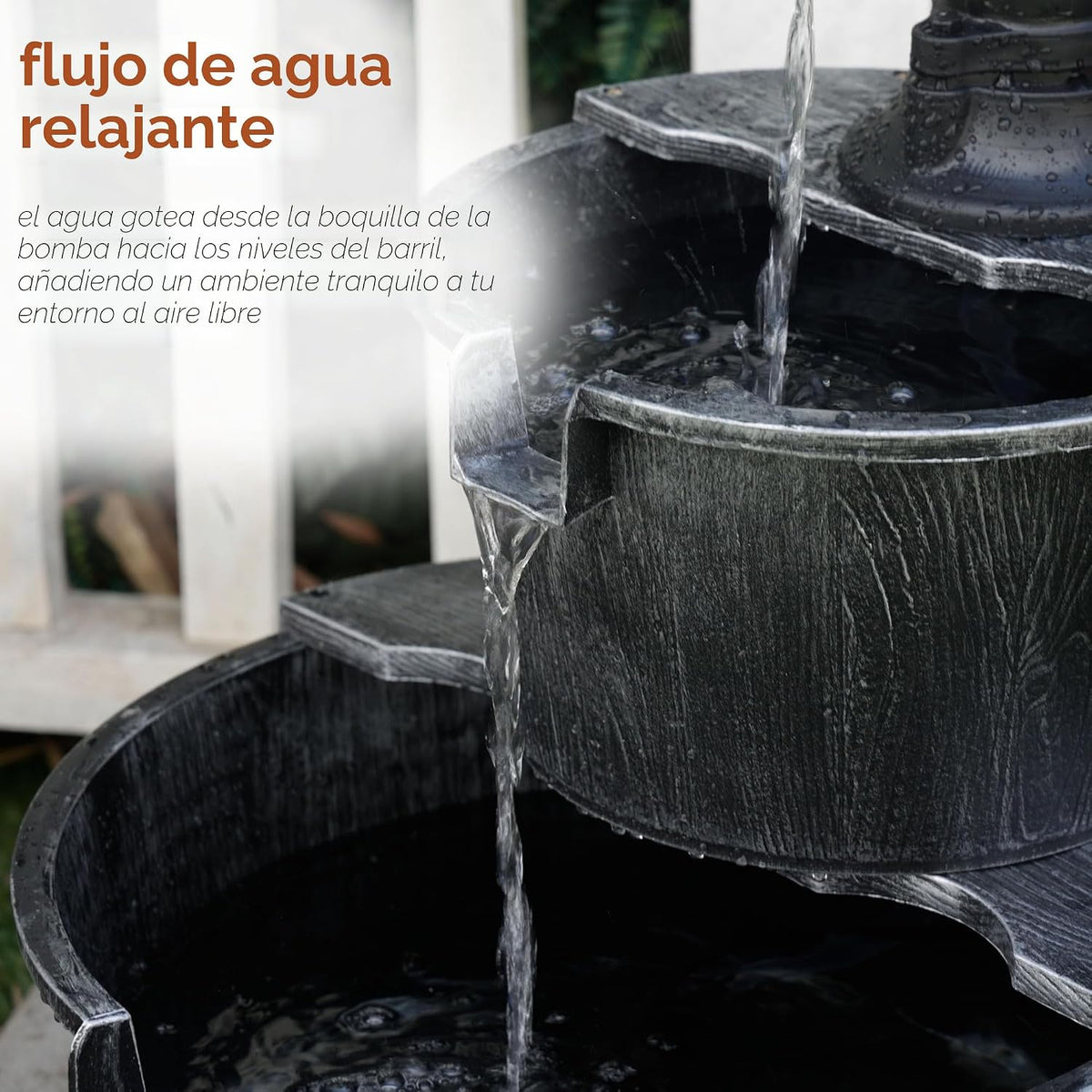 Alpine Corporation Fuente de Agua Rústica para Exteriores de 2 Nive...