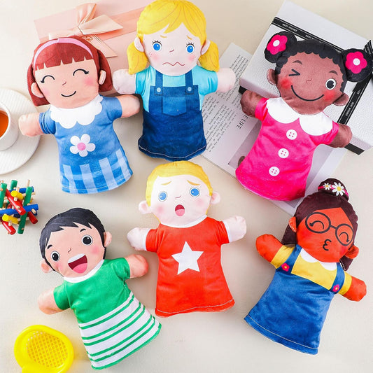 Poen Juego de 8 títeres de mano para niños, títeres de mano multicu...