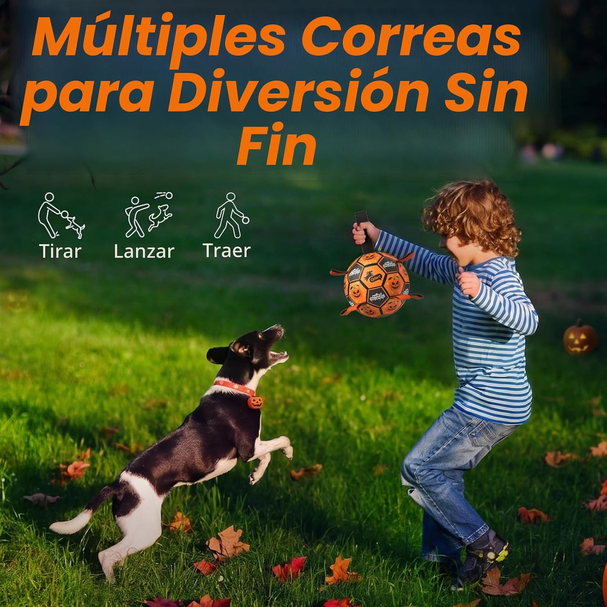 QDAN Juguetes de Halloween para perros, pelotas de fútbol, juguetes...