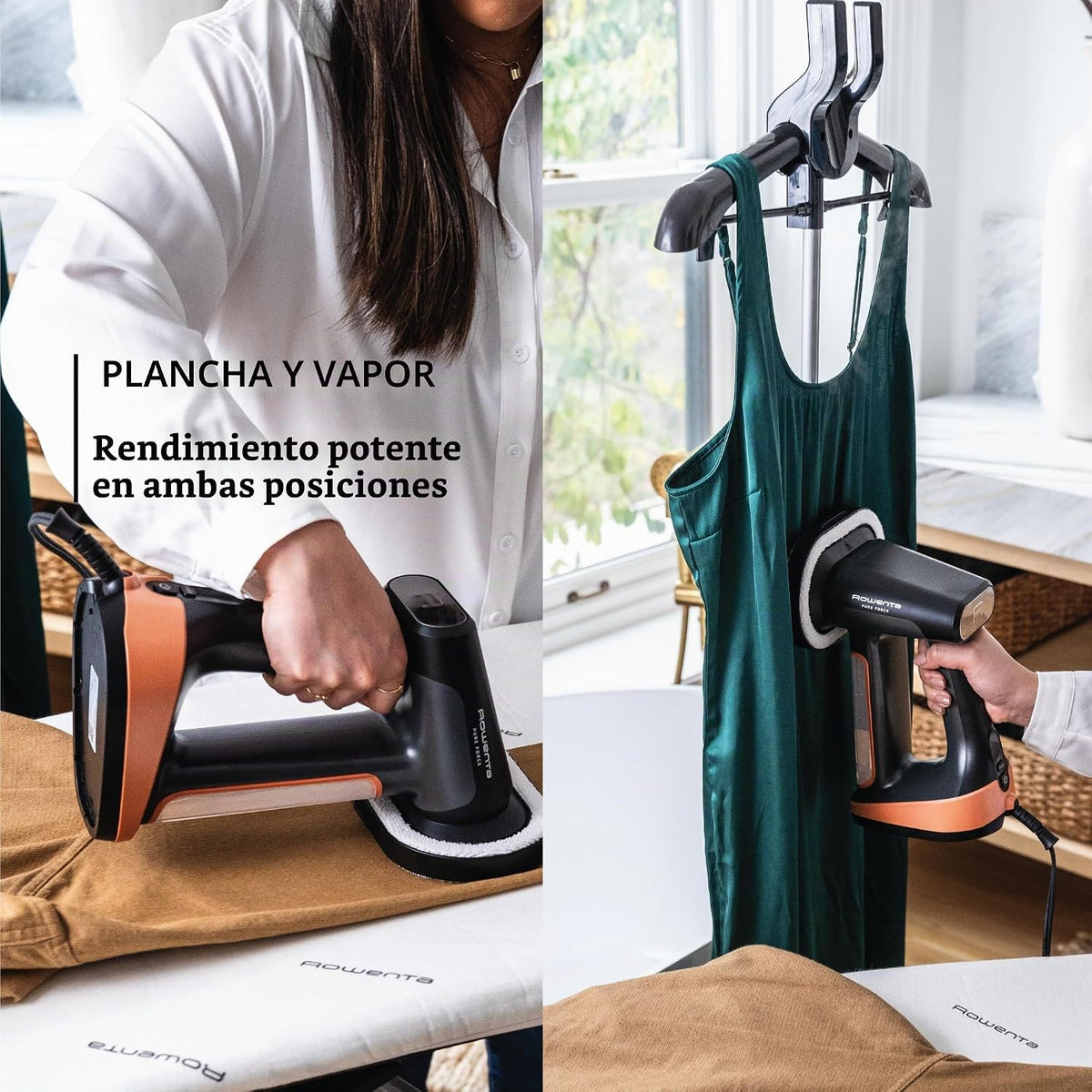 Rowenta Vaporizador de Ropa, Vaporizadores de Mano 3 en 1, Vaporiza...