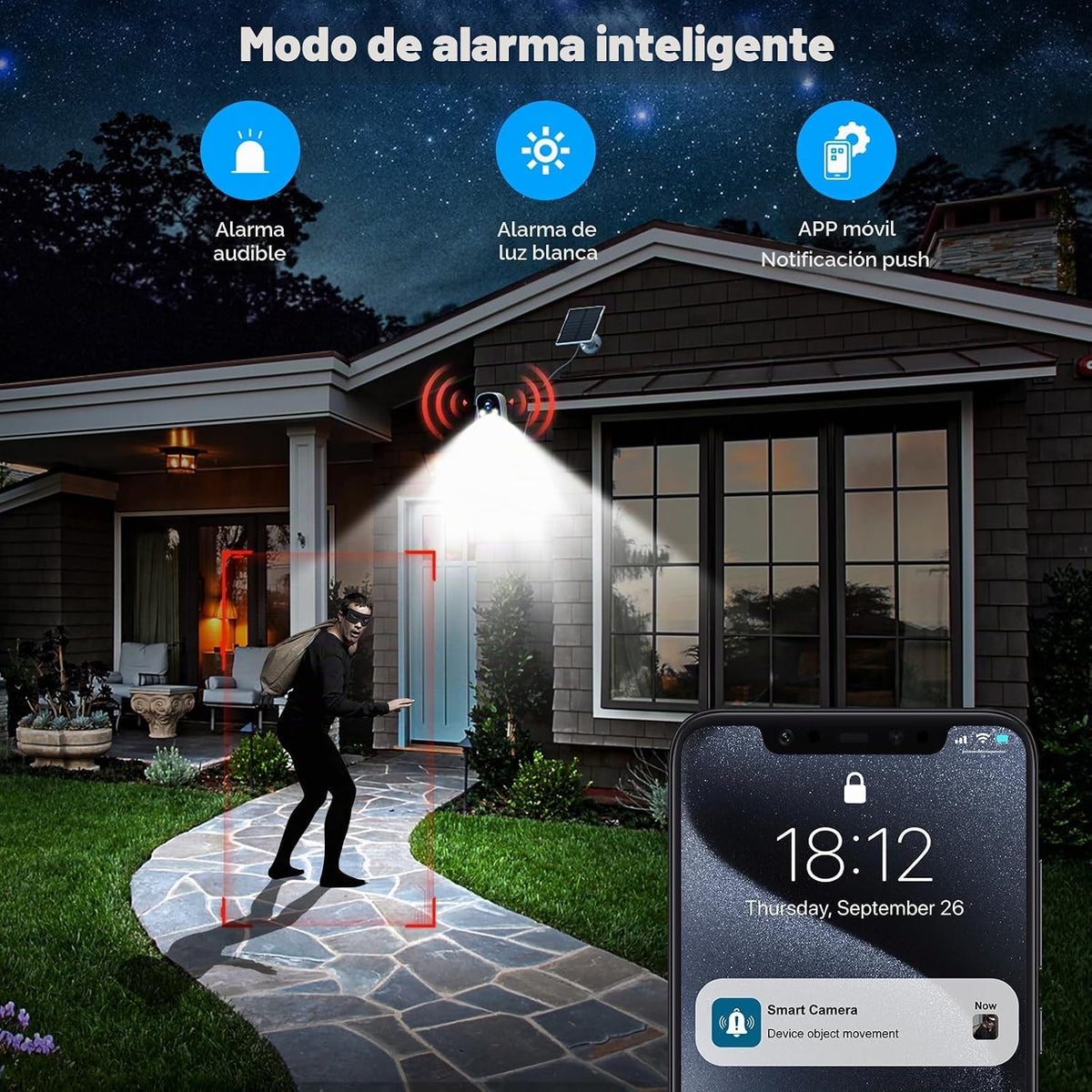 Poyasilon Paquete de 2 cámaras solares de seguridad inalámbricas pa...