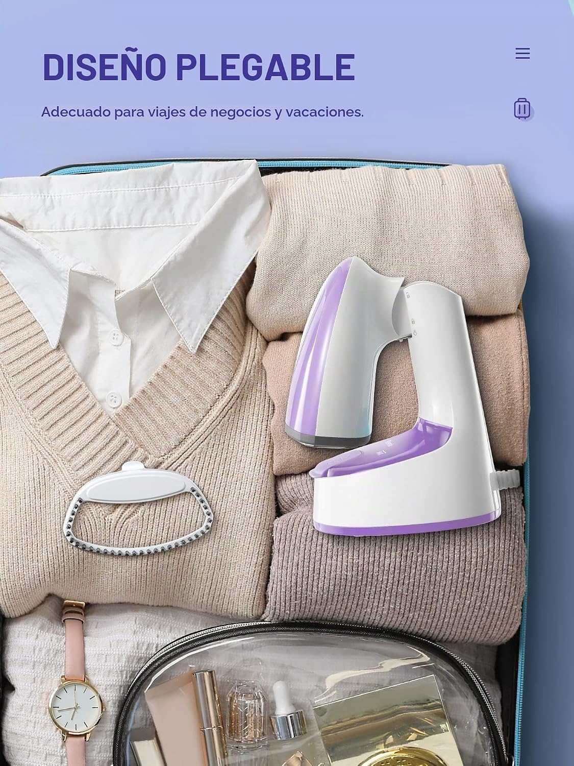 Vaporizador para ropa, diseño plegable de mano, removedor de arruga...