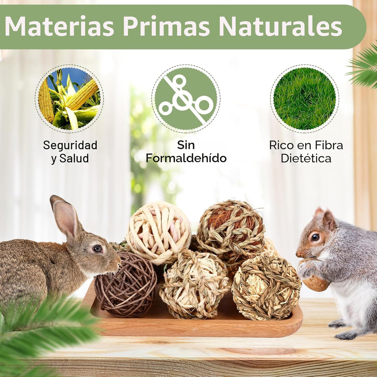 VESPRO Bolas de Hierba Masticable para Conejos, (8 Piezas) Juguetes...