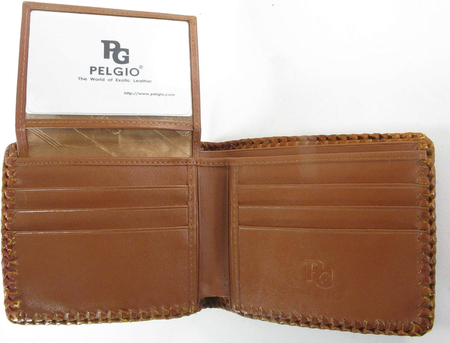 Pelgio Cartera plegable hecha a mano con piel de cocodrilo genuina...
