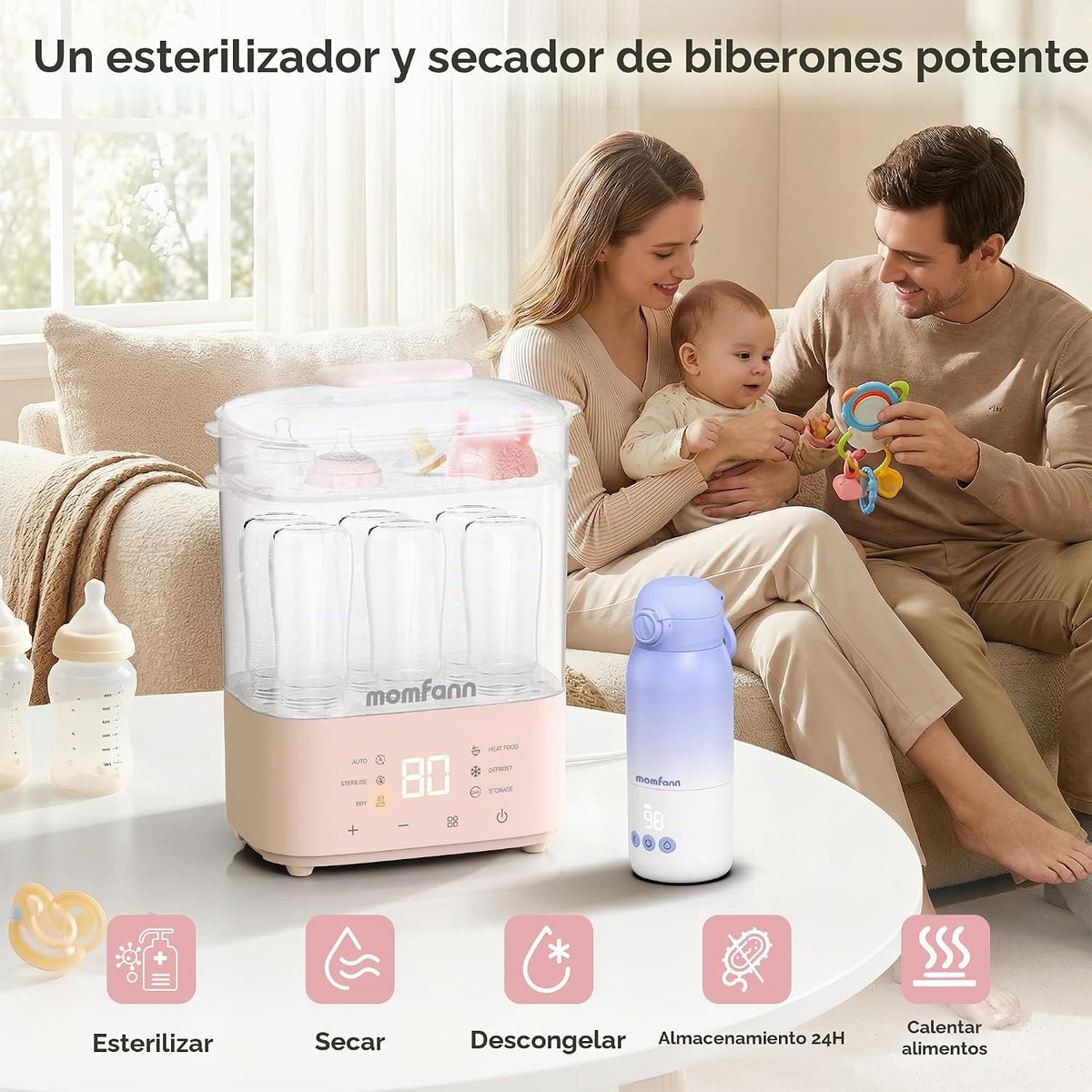 MOMFANN Esterilizador y secador de biberones para biberones, chupet...