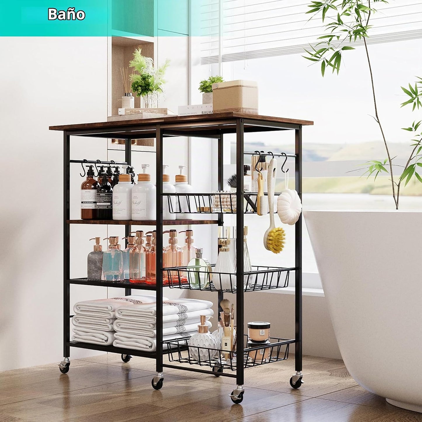 HapiRm Carrito de cocina con ruedas para microondas, soporte de mes...