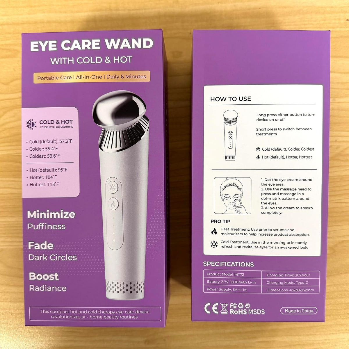Varita deshinchadora para ojos y cara, masajeador facial 2 en 1 par...