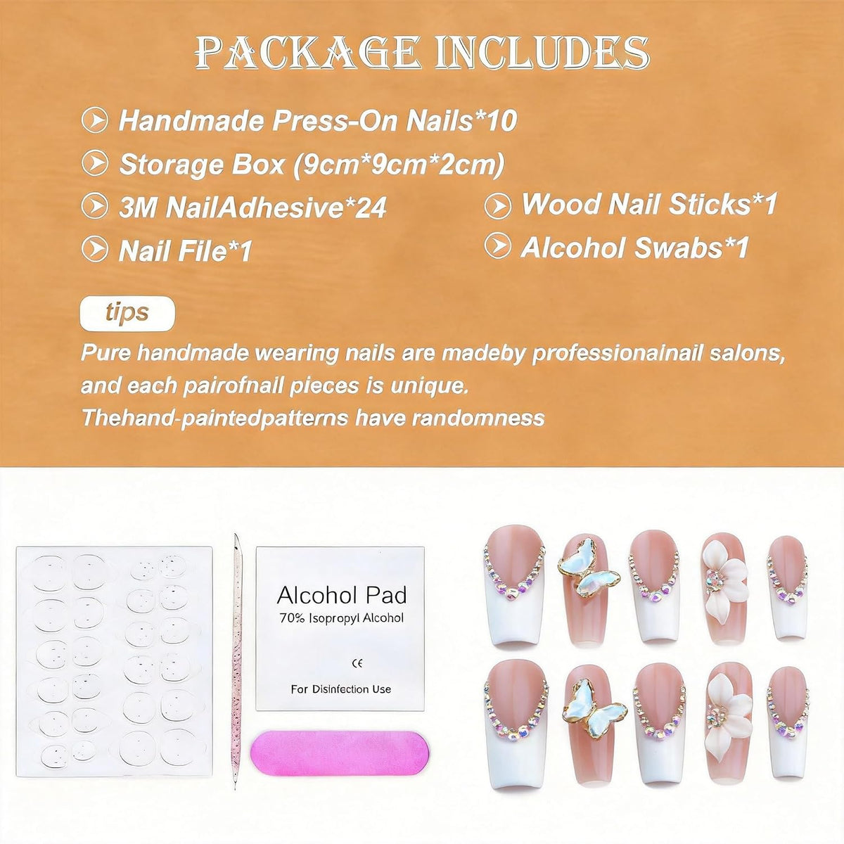 Uñas postizas a presión hechas a mano de lujo - Uñas postizas larga...