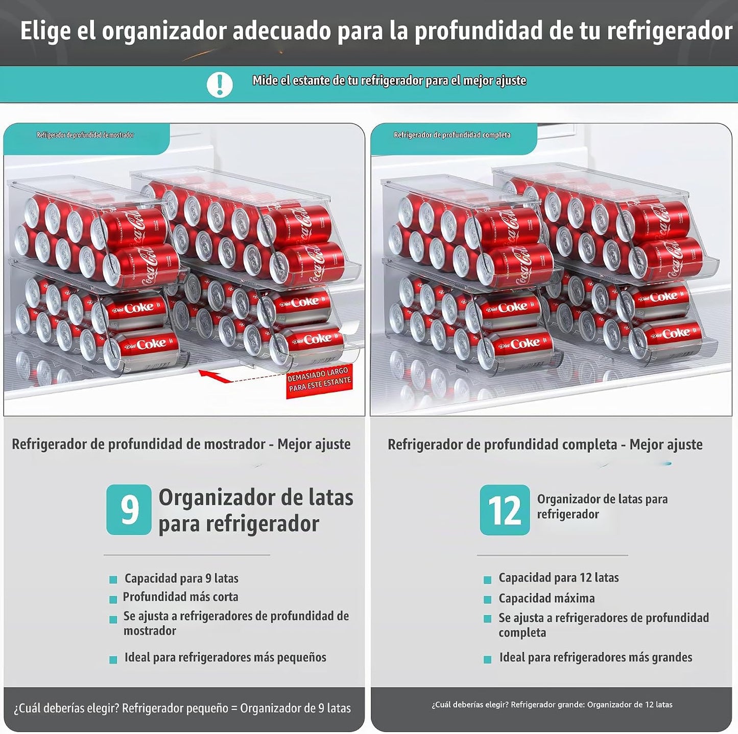 Sorbus Organizador de latas de soda para refrigerador, dispensador...