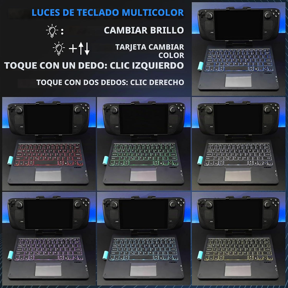 Invensic DeckTop con divisor \u2013 Teclado Steam Deck y mouse Blue...