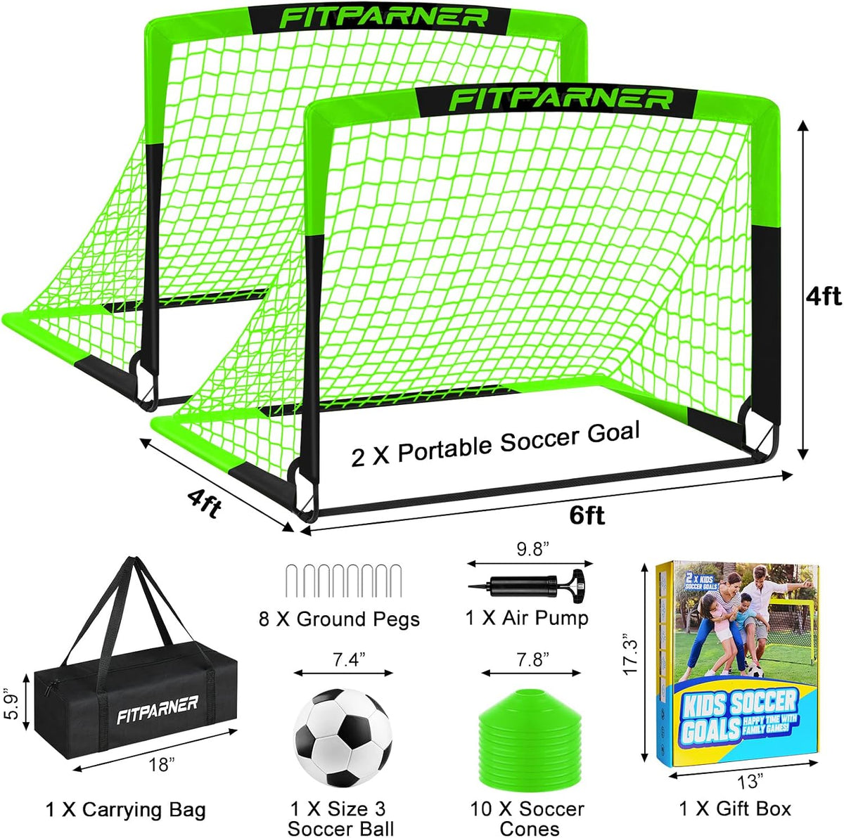 FITPARNER Arcos de Fútbol para Niños para Patio Trasero - Juego de...