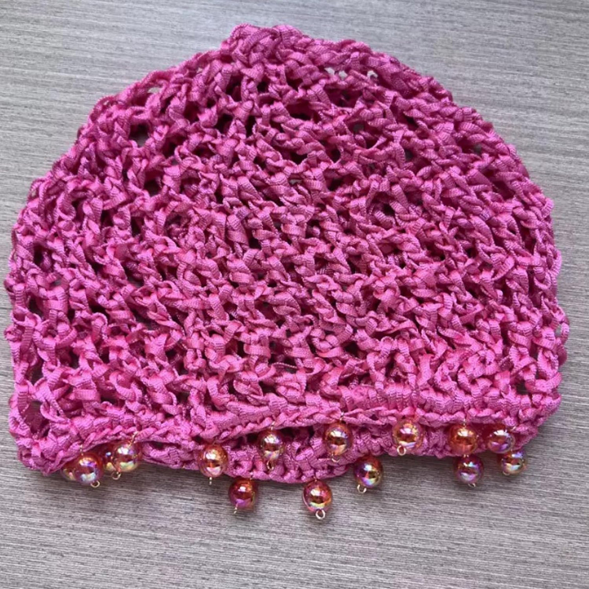 AsggBah 1 gorra de malla de pelo de ganchillo rosa con perlas de pu...