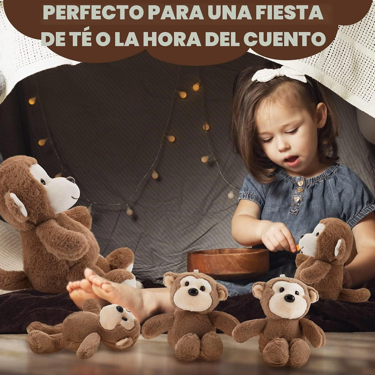 Lewtemi - Juego de 5 animales de peluche grandes con 4 monos bebés...