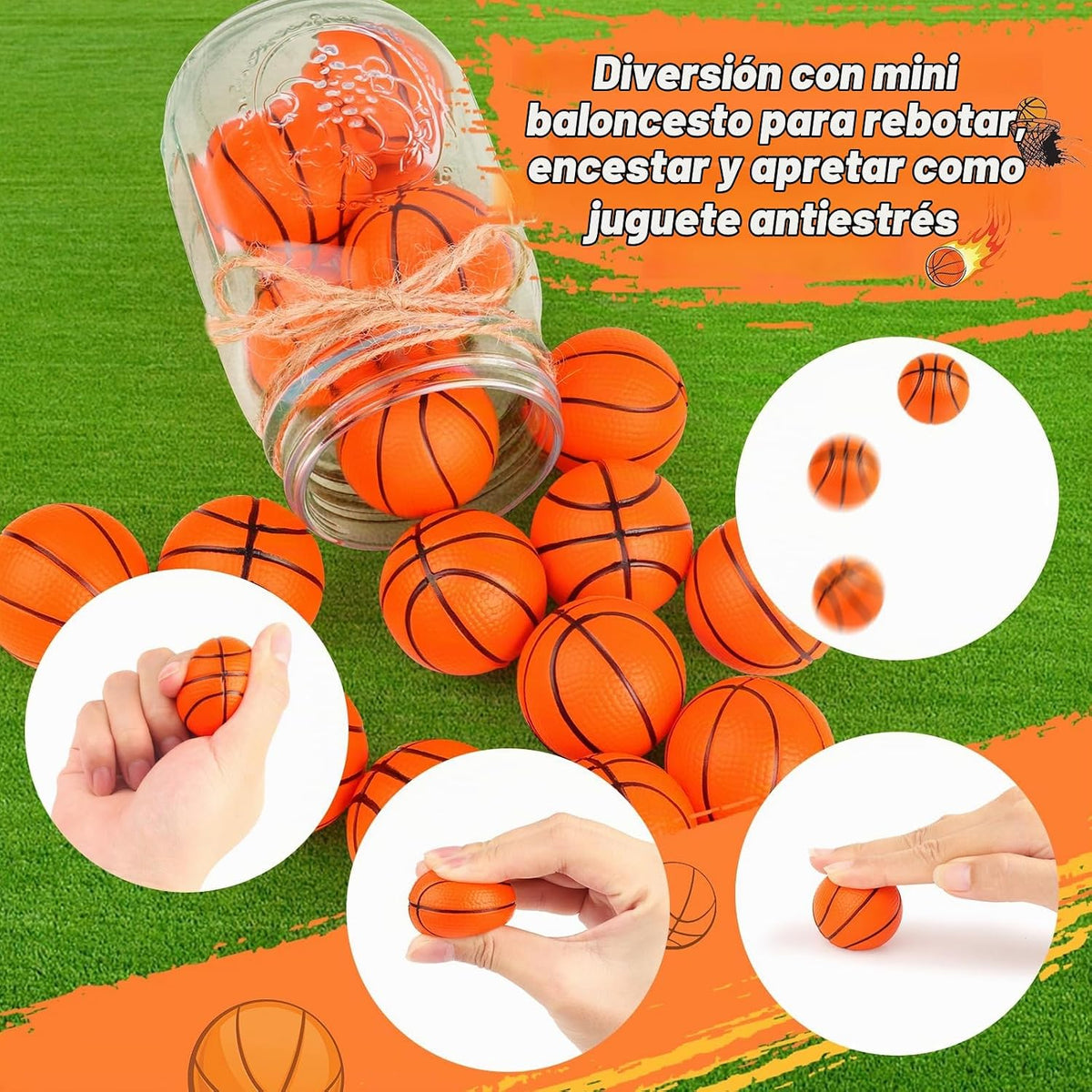 Bolas de estrés mini de baloncesto Hxezoc, 20 paquetes, bolas de es...