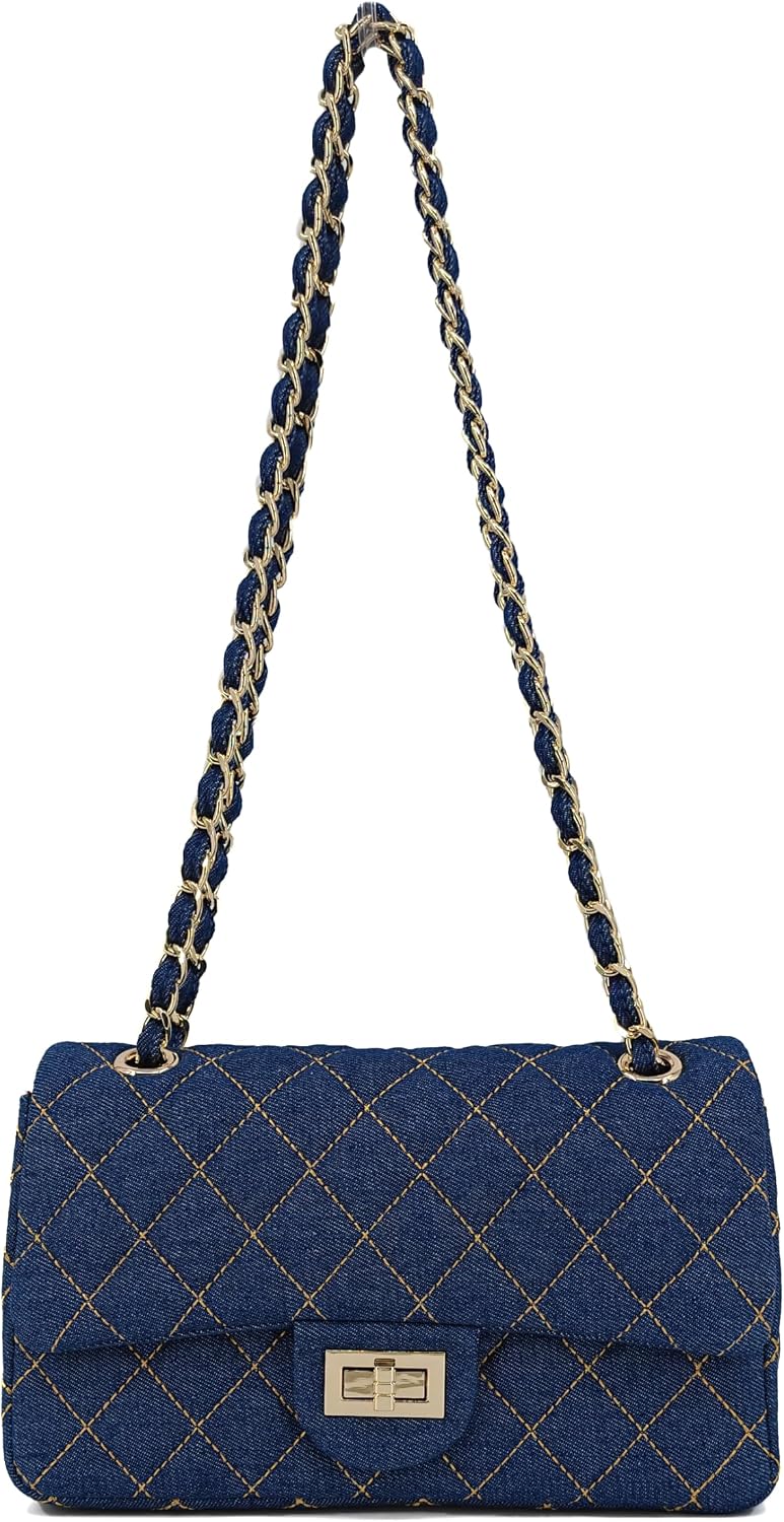 M-ioi-M Bolsos cruzados acolchados de mezclilla para mujer, bolsos...