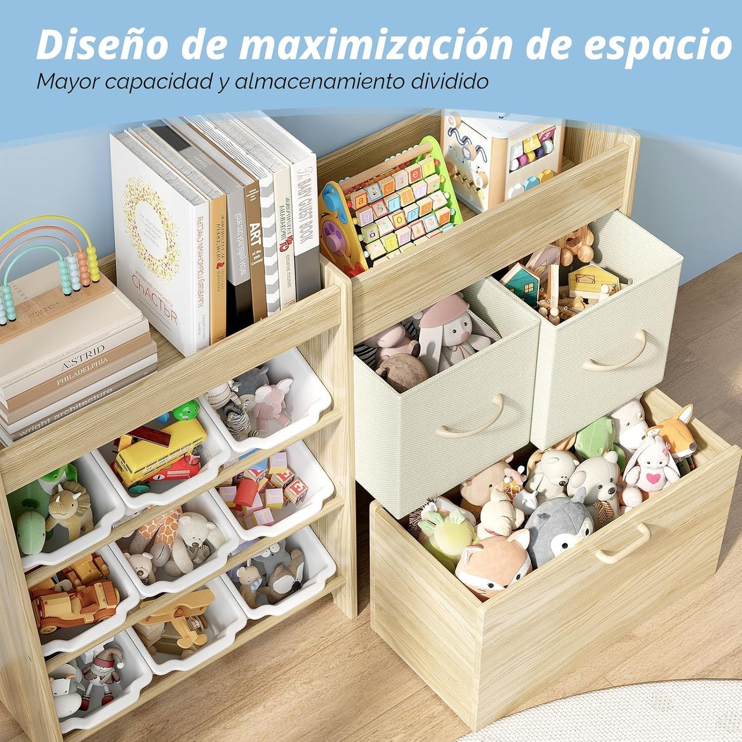 EXPERLAM Organizador de almacenamiento de juguetes para niños, orga...