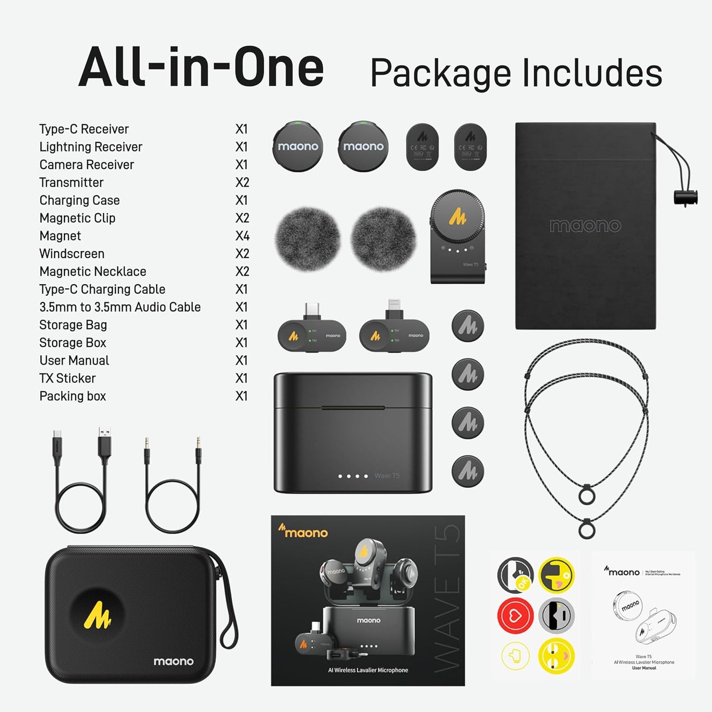 MAONO Micrófono Lavalier inalámbrico para iPhone\/Android\/cámara\/...