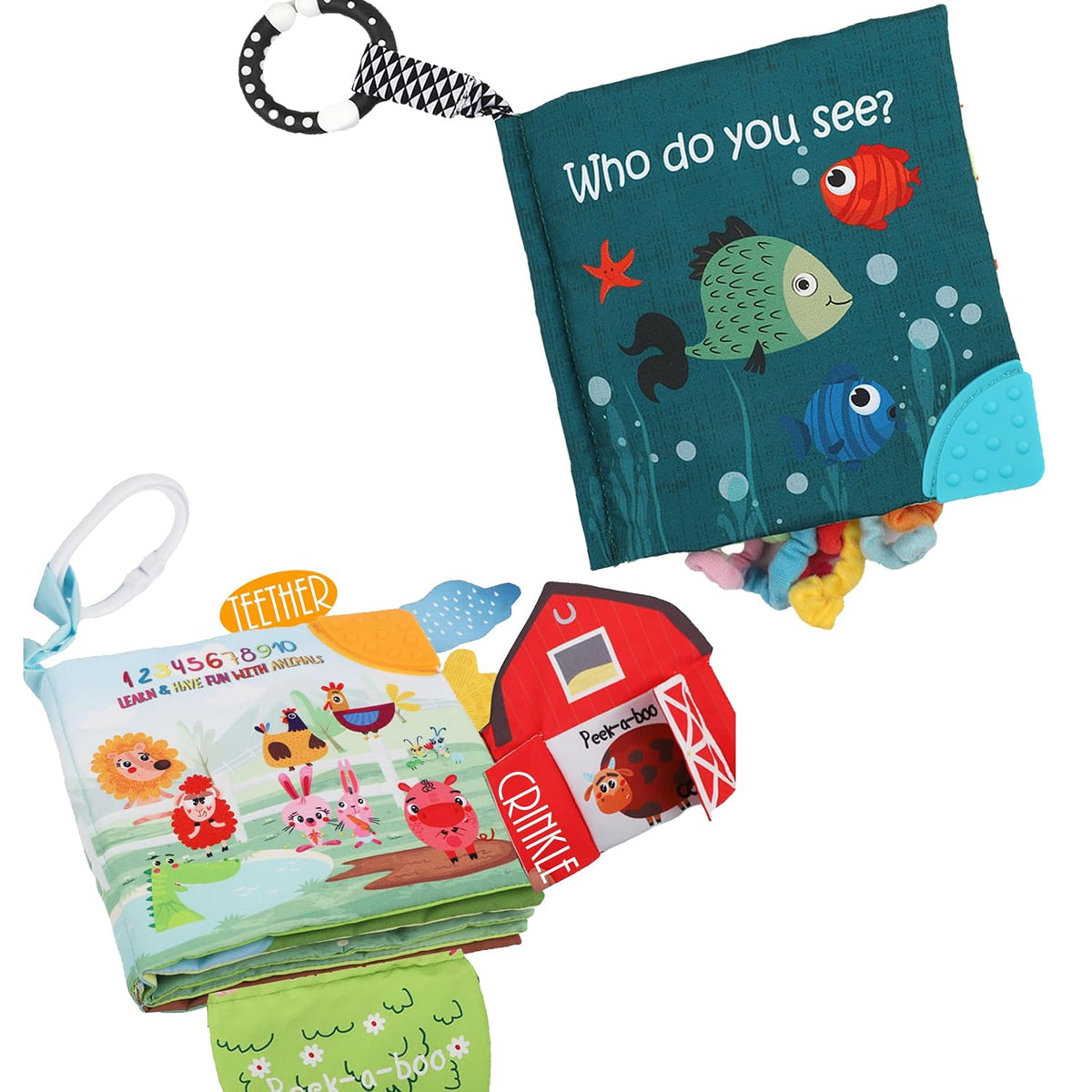 Fish Baby Crinkle Books &amp; Farm Baby Toy para bebés recién nacid...