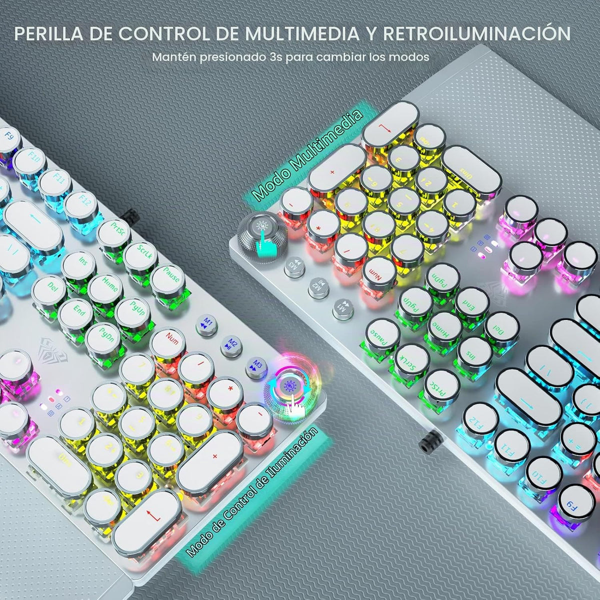 AULA Combo de teclado y mouse blancos para juegos (teclados mecánic...
