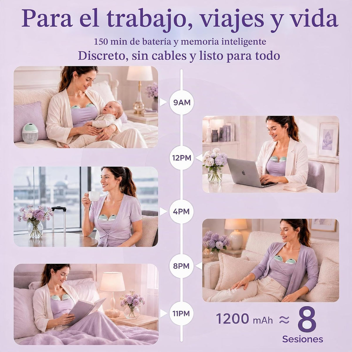 Extractor de leche portátil, OKPOIDM eléctrico manos libres, portát...