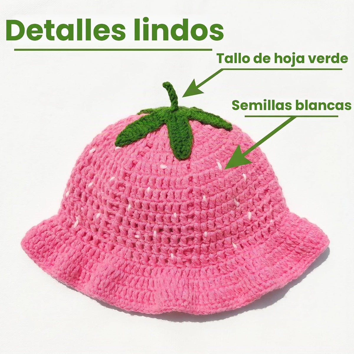 Hshsclth Sombrero de pescador de ganchillo de fresa para mujer, som...