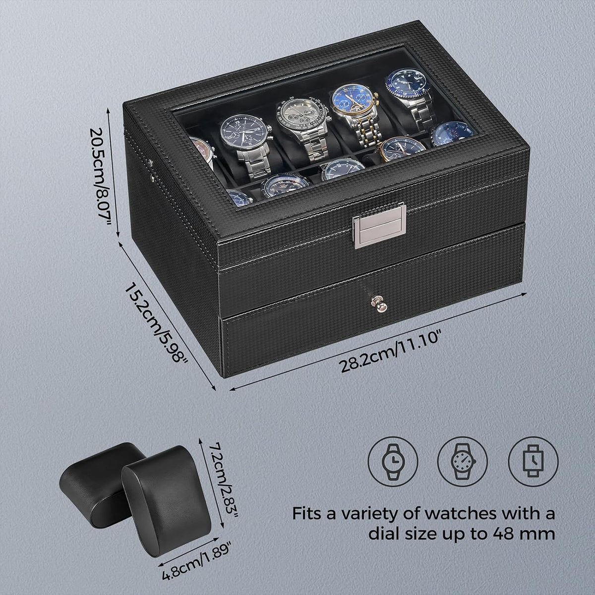 BEWISHOME Estuche para relojes, organizador de caja para relojes de...
