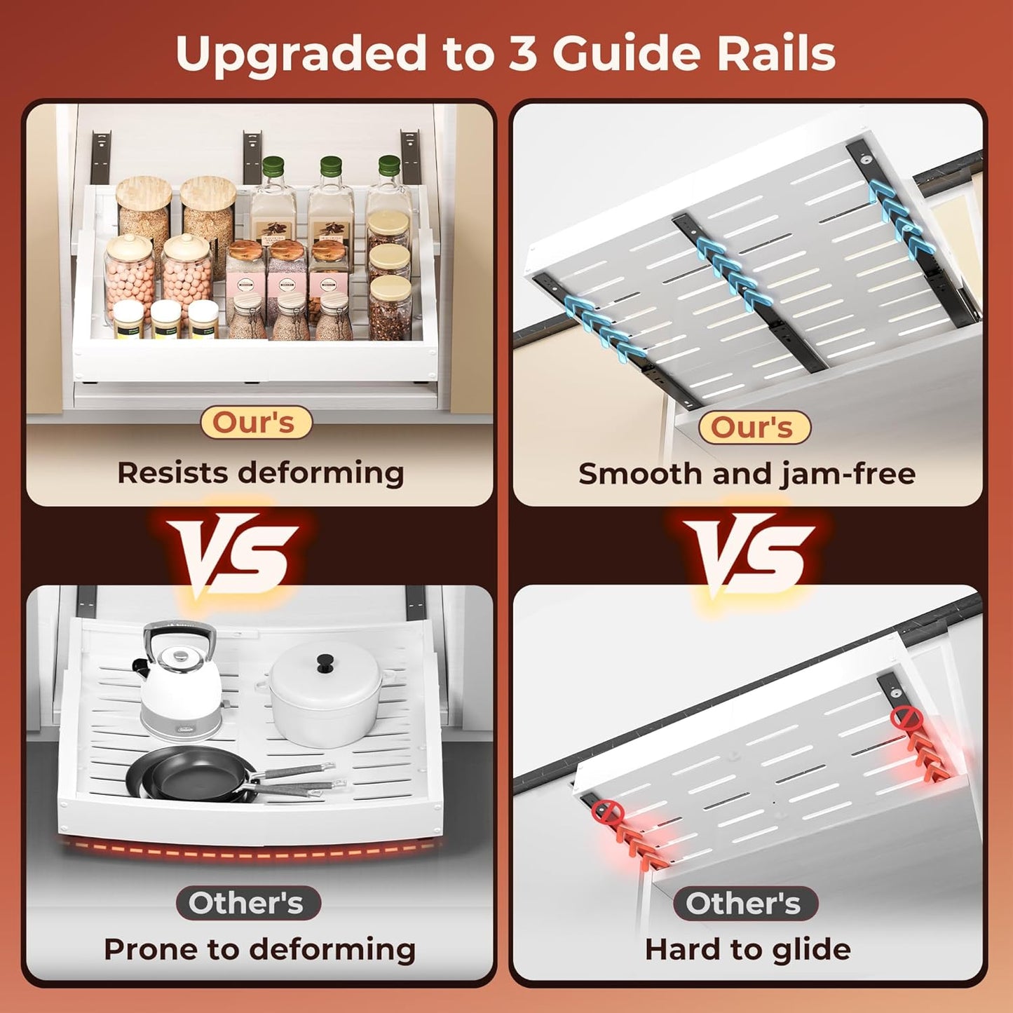 Cajones extraíbles para gabinetes, 1 paquete de cajón deslizante ex...