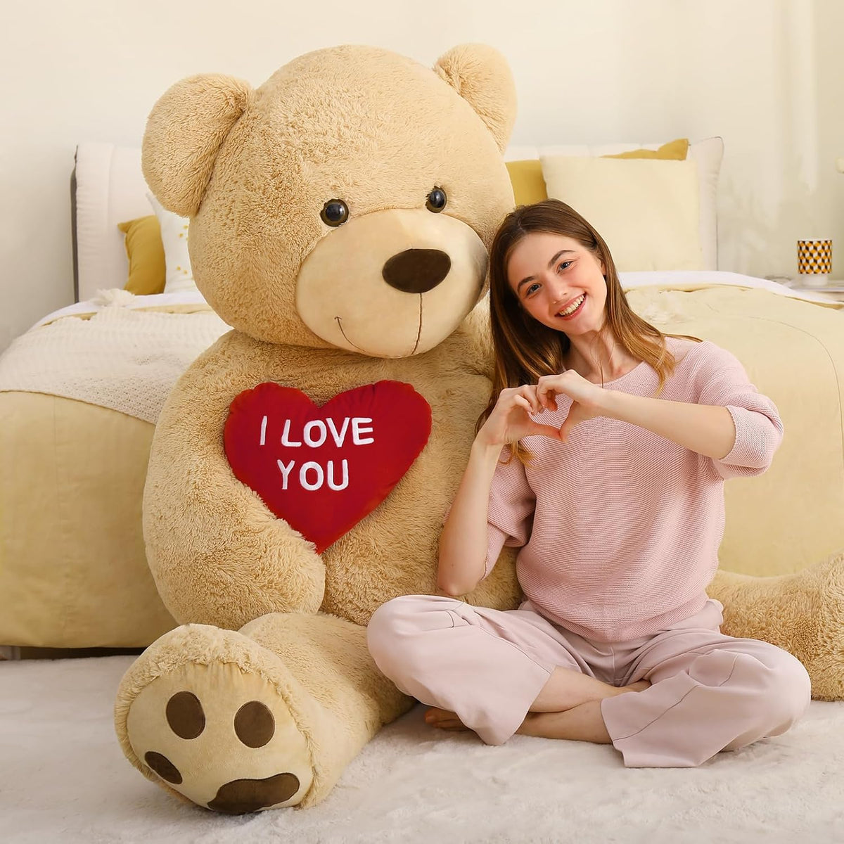 MaoGoLan Oso de peluche gigante \u2013 5 pies de alto, corazón rojo...