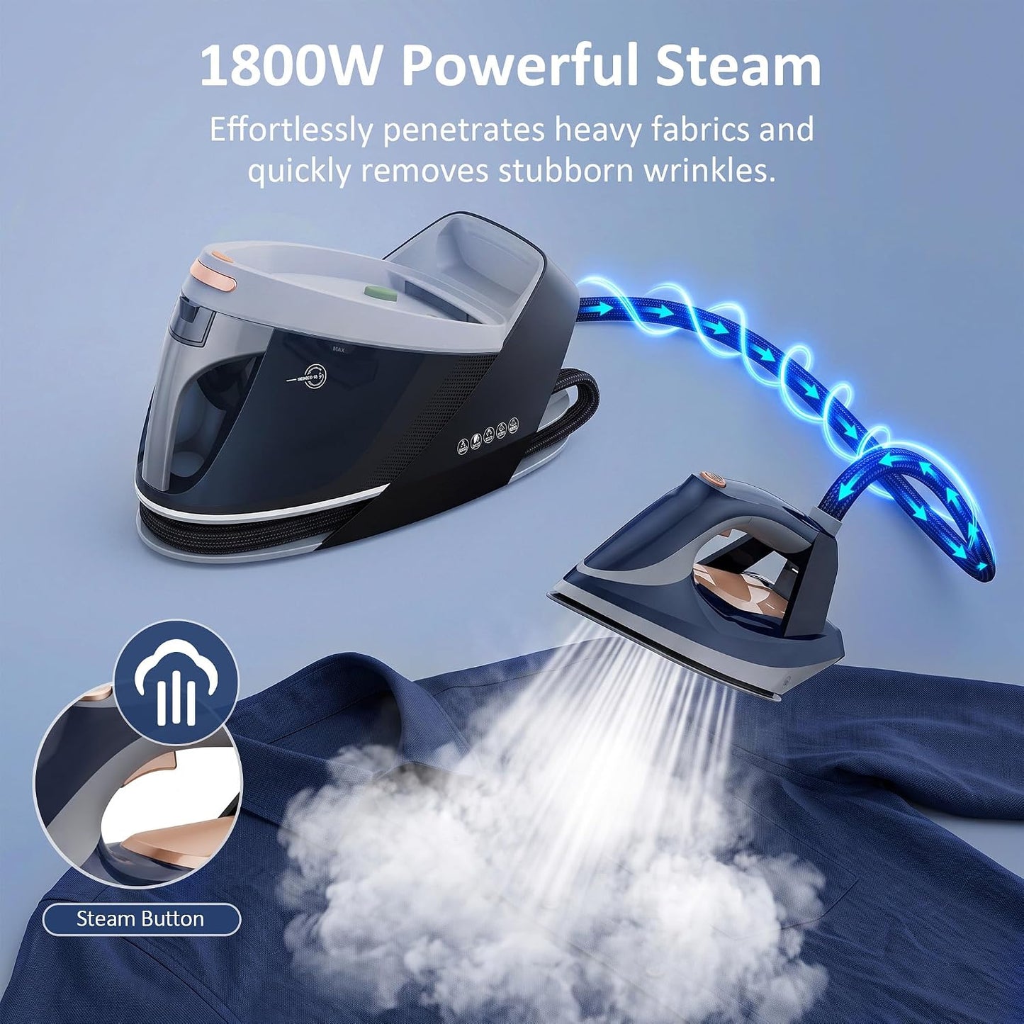 LEVOORA Estación de vapor de 1800W para ropa con tanque de agua ext...