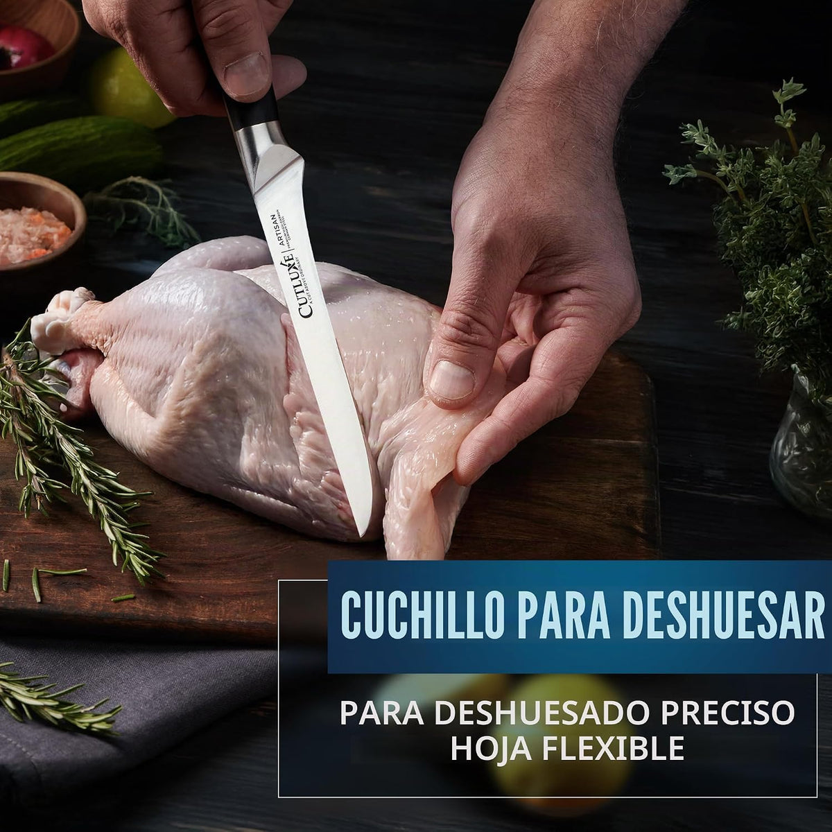 Cutluxe Juego de cuchillos de carnicero, pechuga, ruptura, deshuesa...