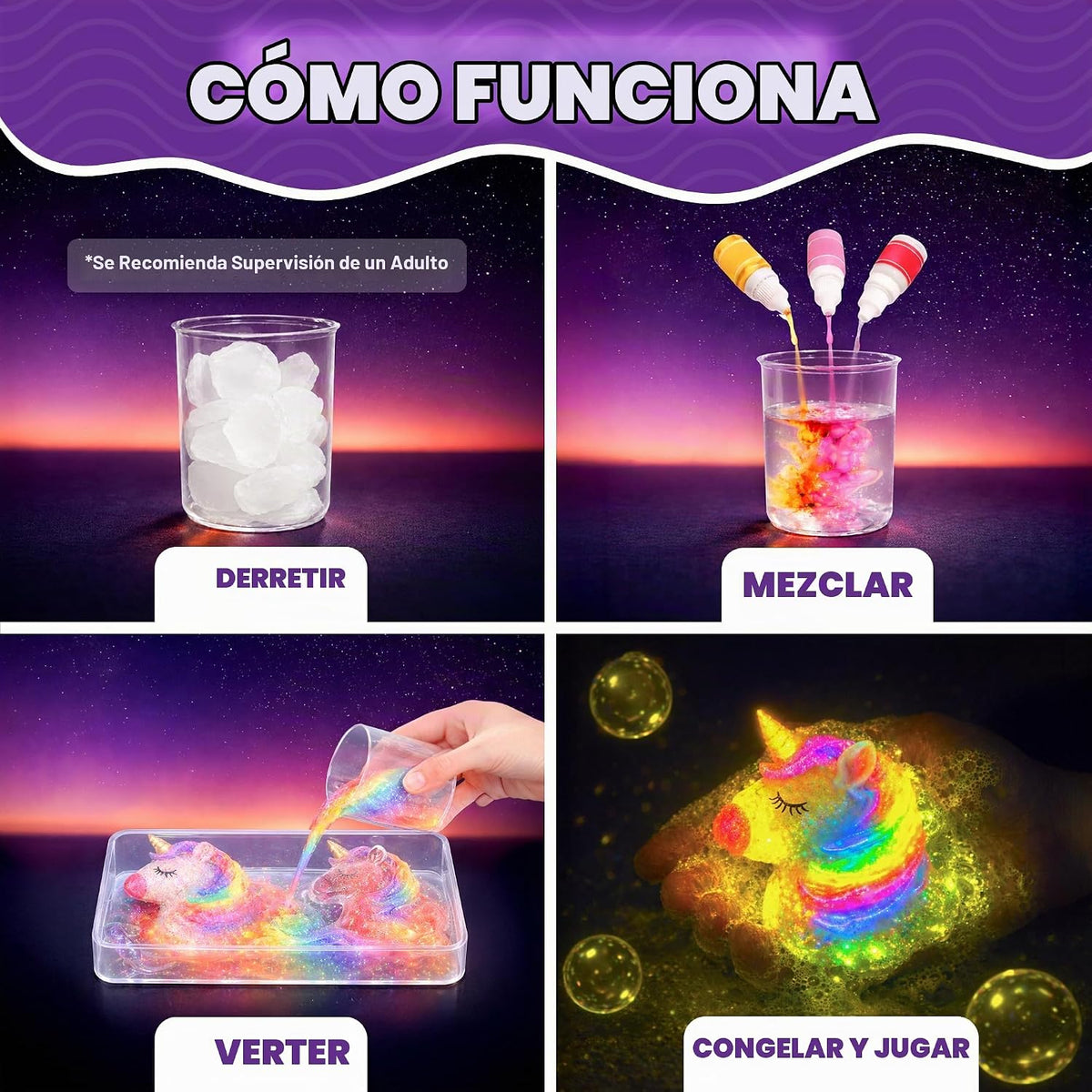 Doctor Jupiter Kit de fabricación de jabón brillante de unicornio p...