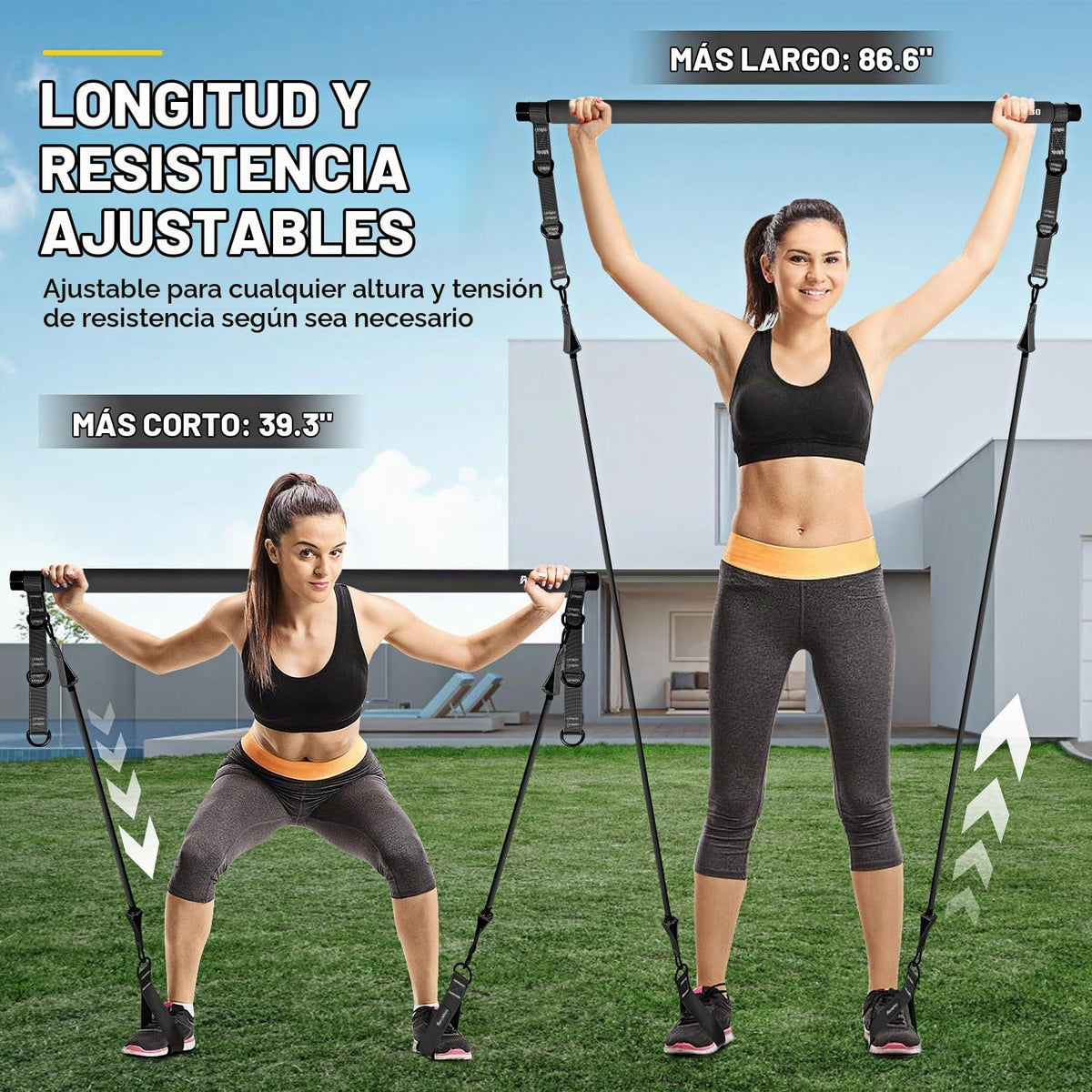 Kit de barra de pilates Ayombo con bandas de resistencia, equipo de...