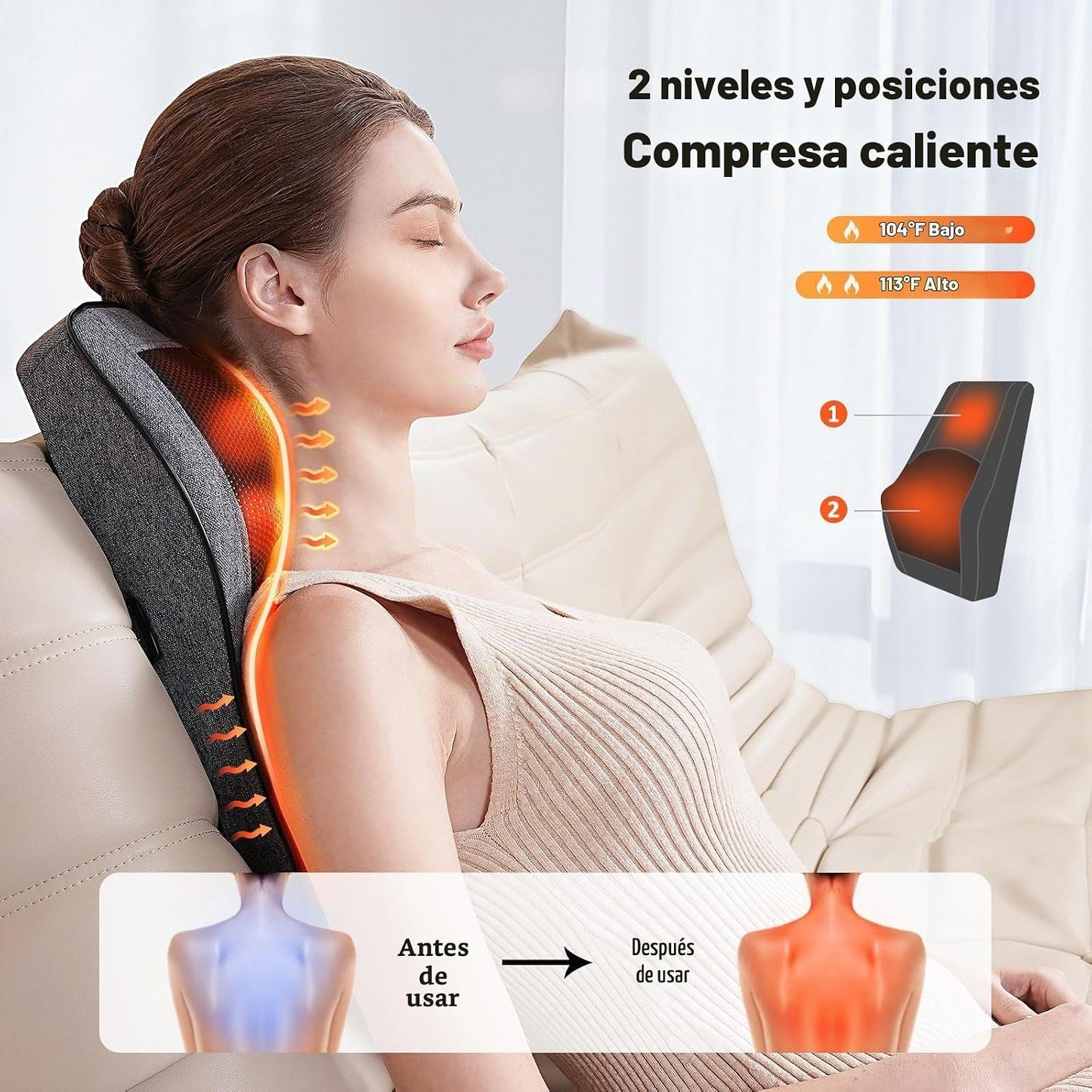 Boriwat - Masajeador de espalda con calor, masajeador de cuello par...