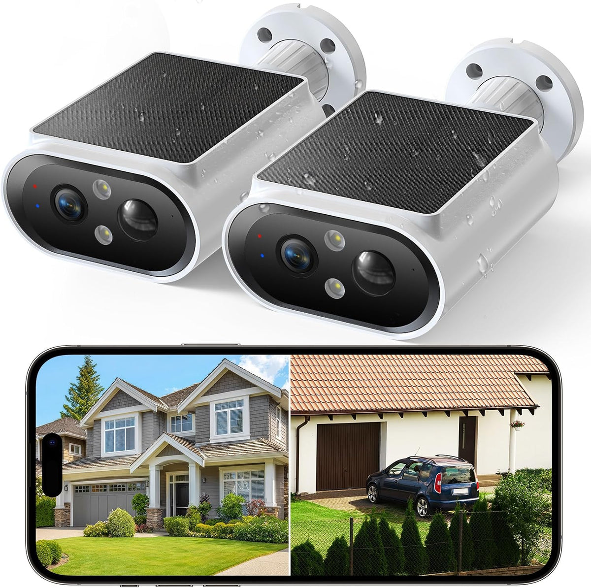 AlkiVision Cámaras de seguridad solares inalámbricas para exteriore...